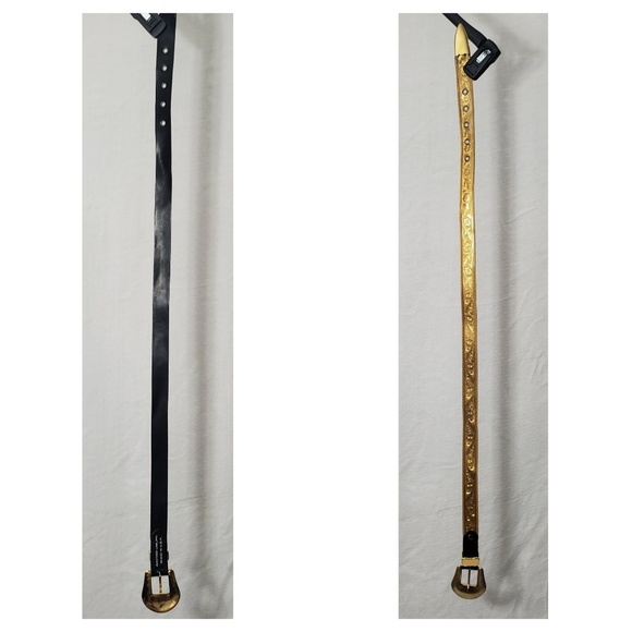 Another Line Gold Metal On Leather Belt - Picture 7 of 8